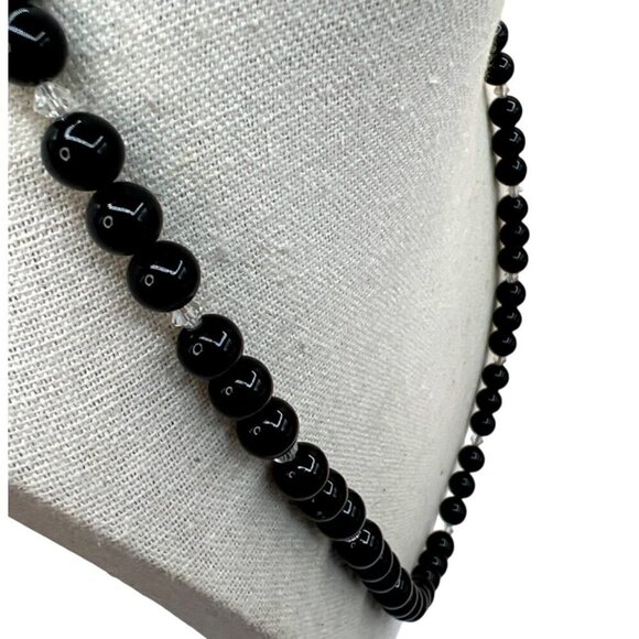 Elegant Black Glass Bead Necklace & Stone Bracelets Set.  C4 - Picture 5 of 13